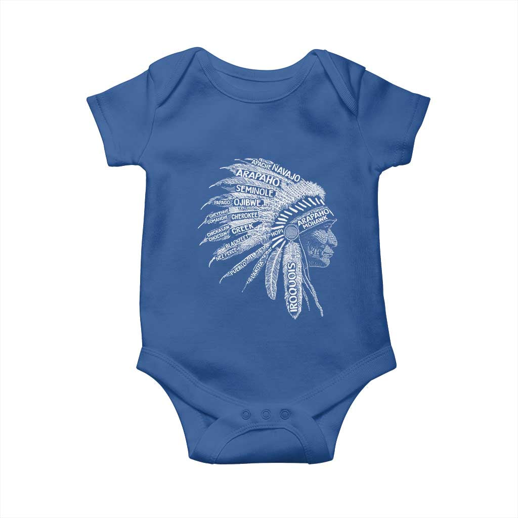 Native American Tribes Baby Onesie Vintage Indian American Chief TS11 Royal Blue Print Your Wear
