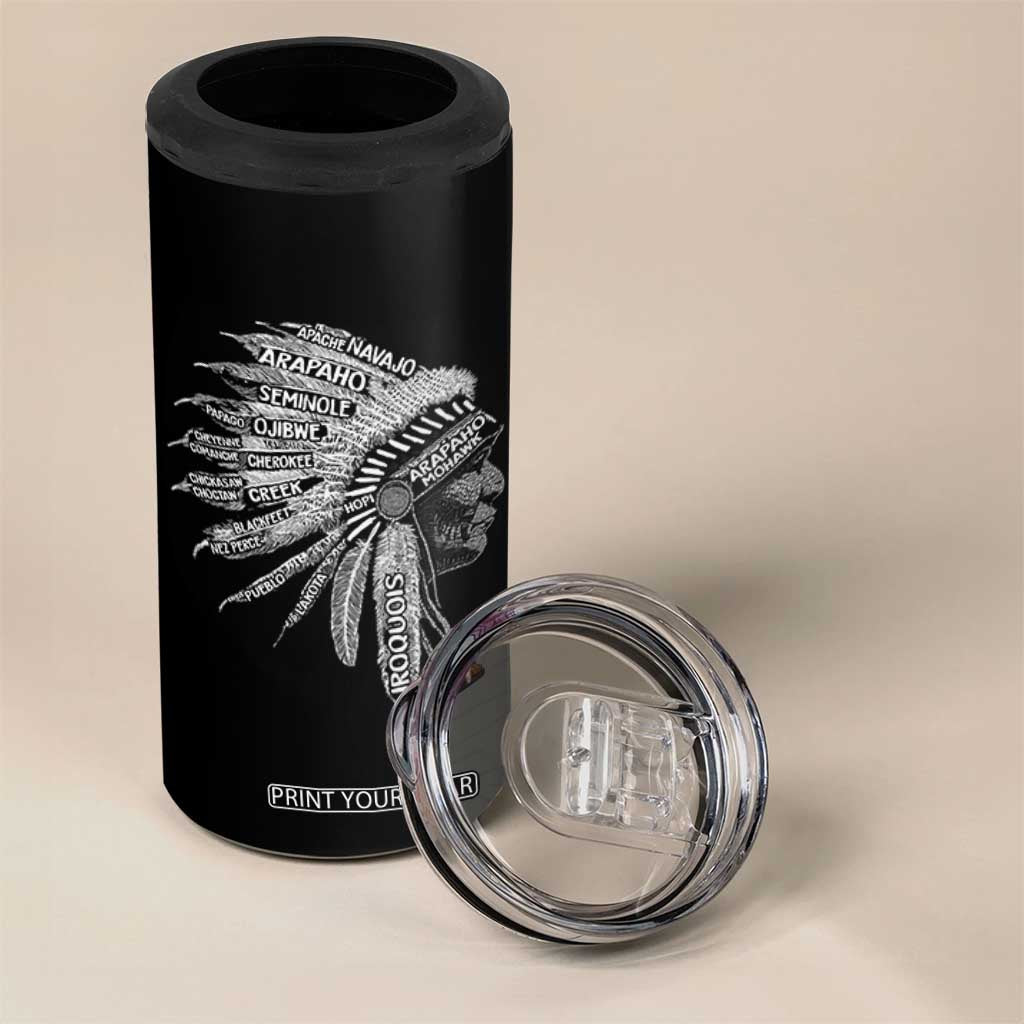 Native American Tribes 4 in 1 Can Cooler Tumbler Vintage Indian American Chief TS11 Print Your Wear