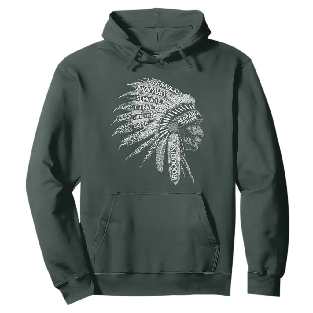 Native American Tribes Hoodie Vintage Indian American Chief TS11 Dark Forest Green Print Your Wear