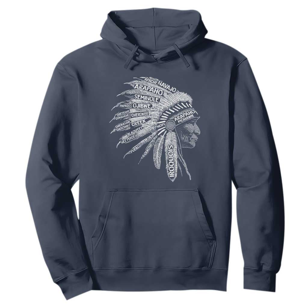 Native American Tribes Hoodie Vintage Indian American Chief TS11 Navy Print Your Wear