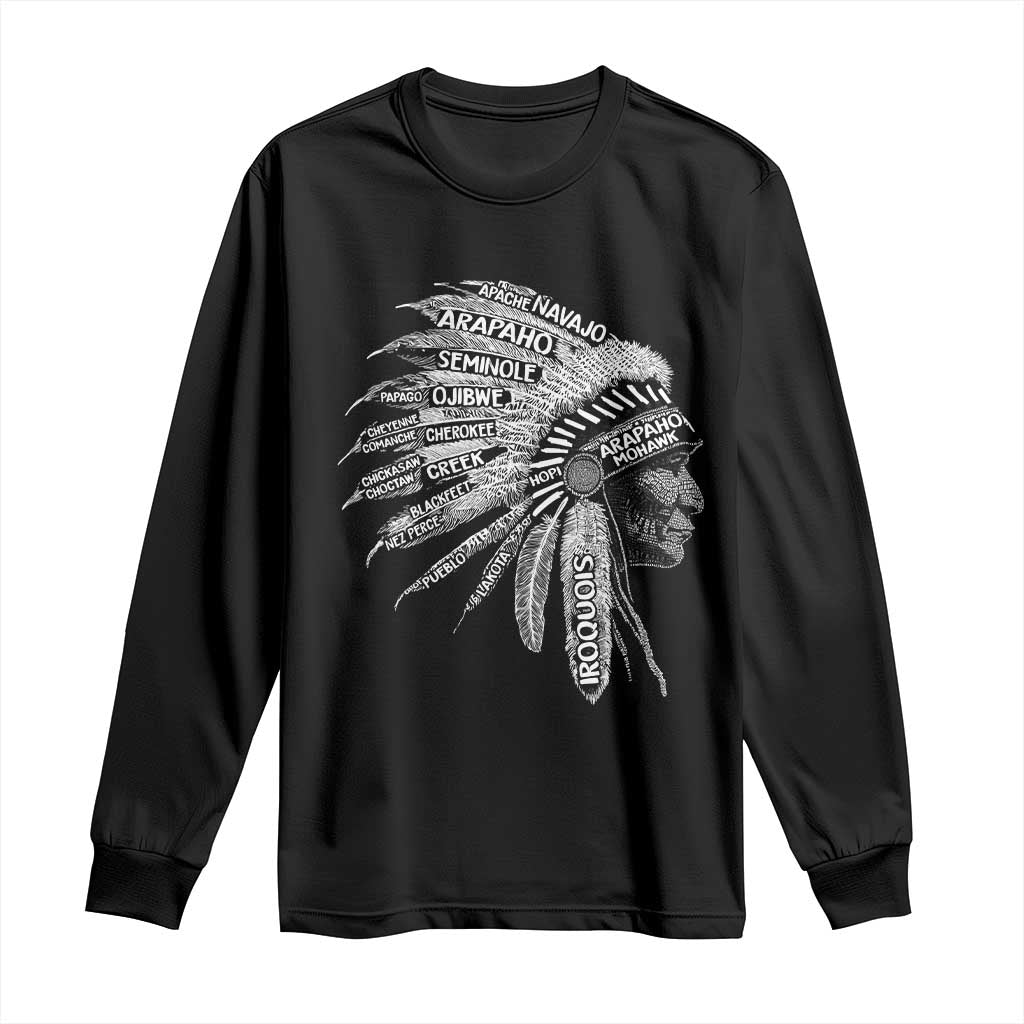 Native American Tribes Long Sleeve Shirt Vintage Indian American Chief TS11 Black Print Your Wear