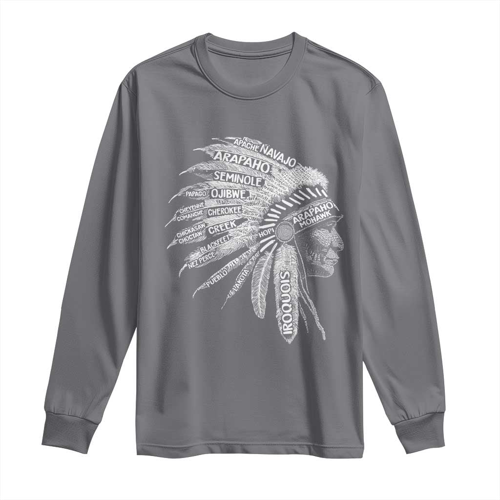 Native American Tribes Long Sleeve Shirt Vintage Indian American Chief TS11 Charcoal Print Your Wear