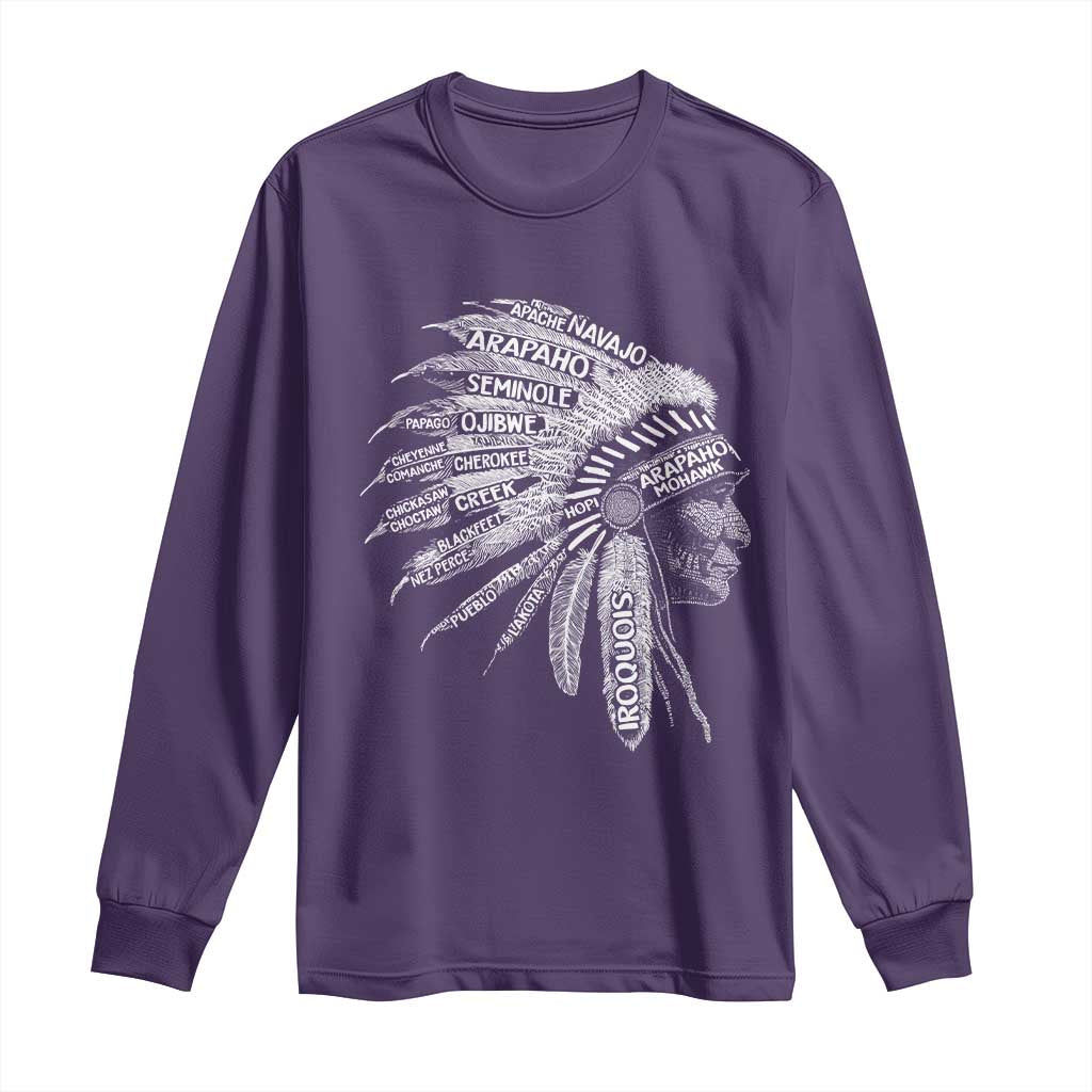 Native American Tribes Long Sleeve Shirt Vintage Indian American Chief TS11 Purple Print Your Wear