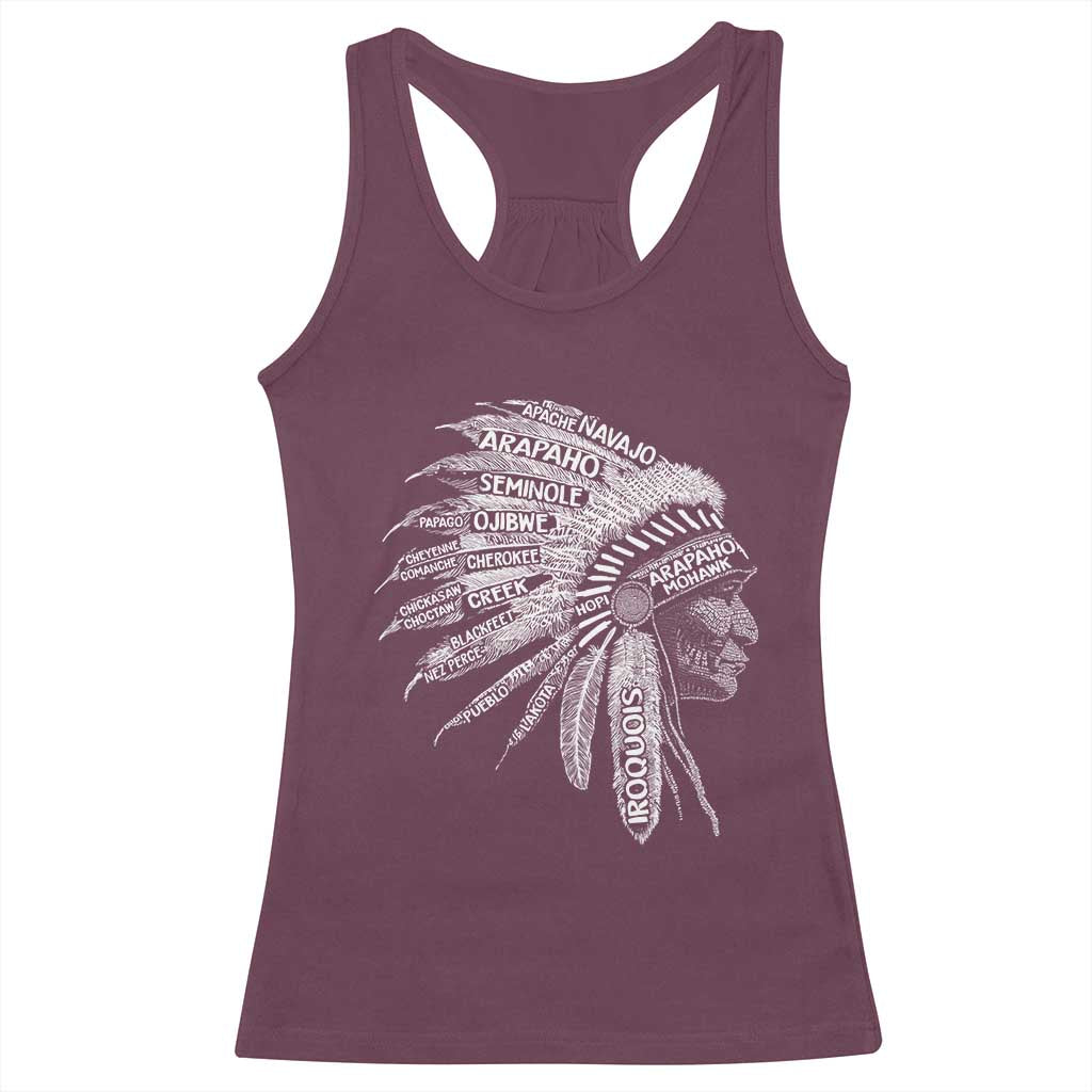 Native American Tribes Racerback Tank Top Vintage Indian American Chief TS11 Maroon Print Your Wear