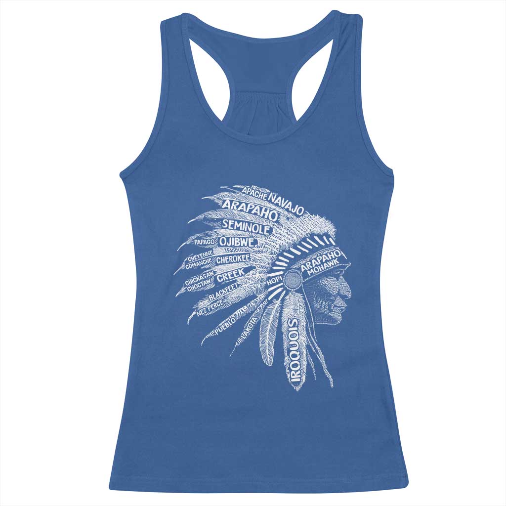 Native American Tribes Racerback Tank Top Vintage Indian American Chief TS11 Royal Blue Print Your Wear