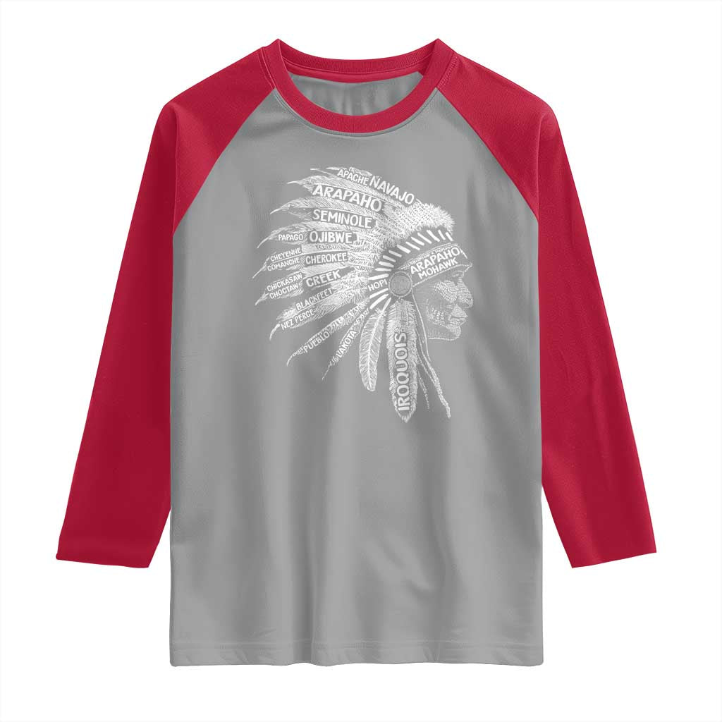 Native American Tribes Raglan Shirt Vintage Indian American Chief TS11 Sport Gray Red Print Your Wear