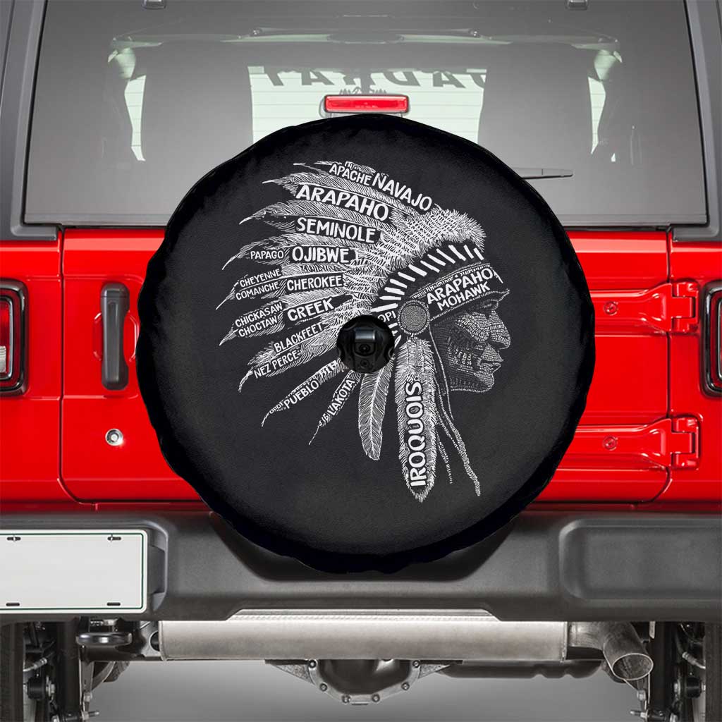 Native American Tribes Spare Tire Cover Vintage Indian American Chief TS11 Black Print Your Wear