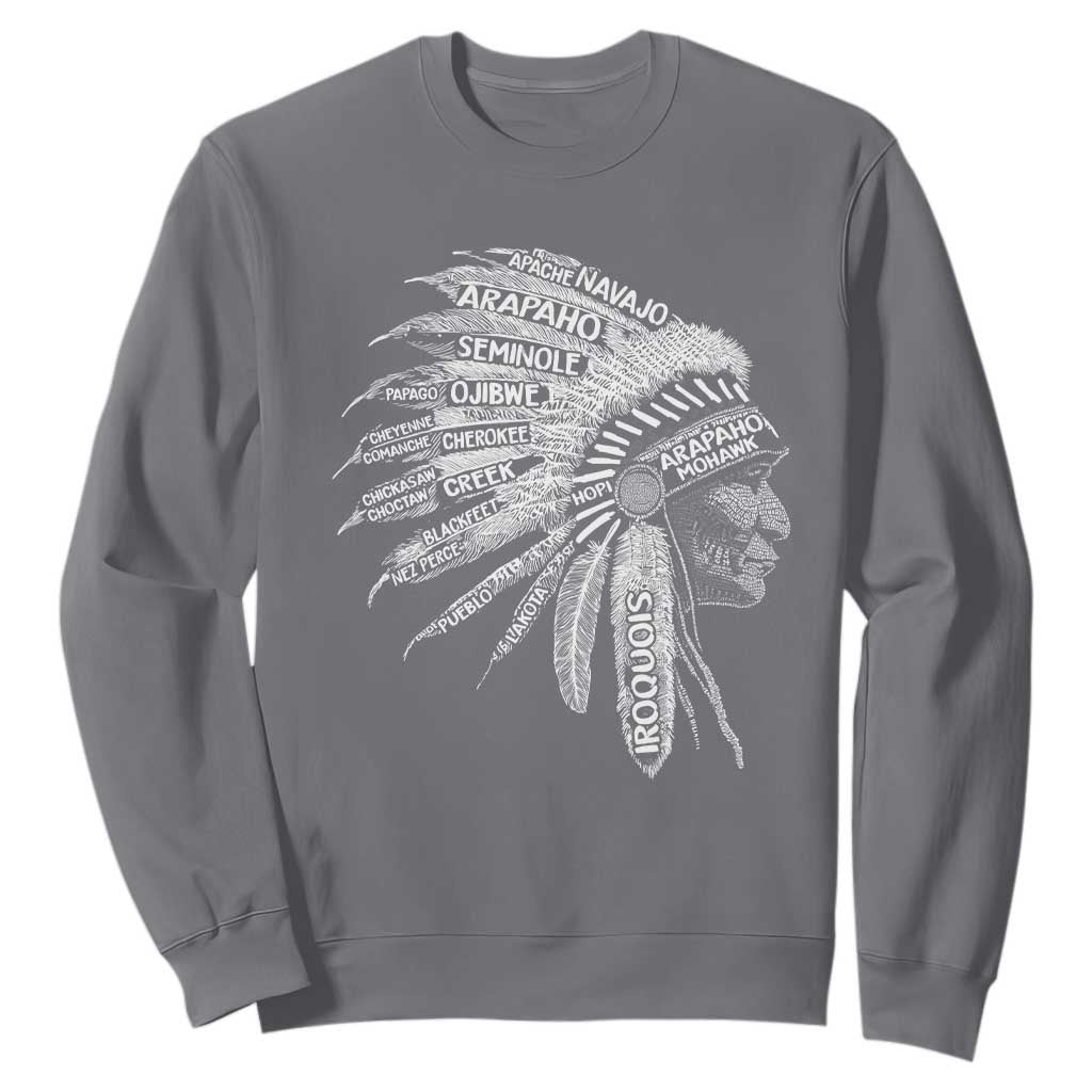 Native American Tribes Sweatshirt Vintage Indian American Chief TS11 Charcoal Print Your Wear