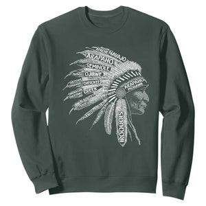 Native American Tribes Sweatshirt Vintage Indian American Chief TS11 Dark Forest Green Print Your Wear
