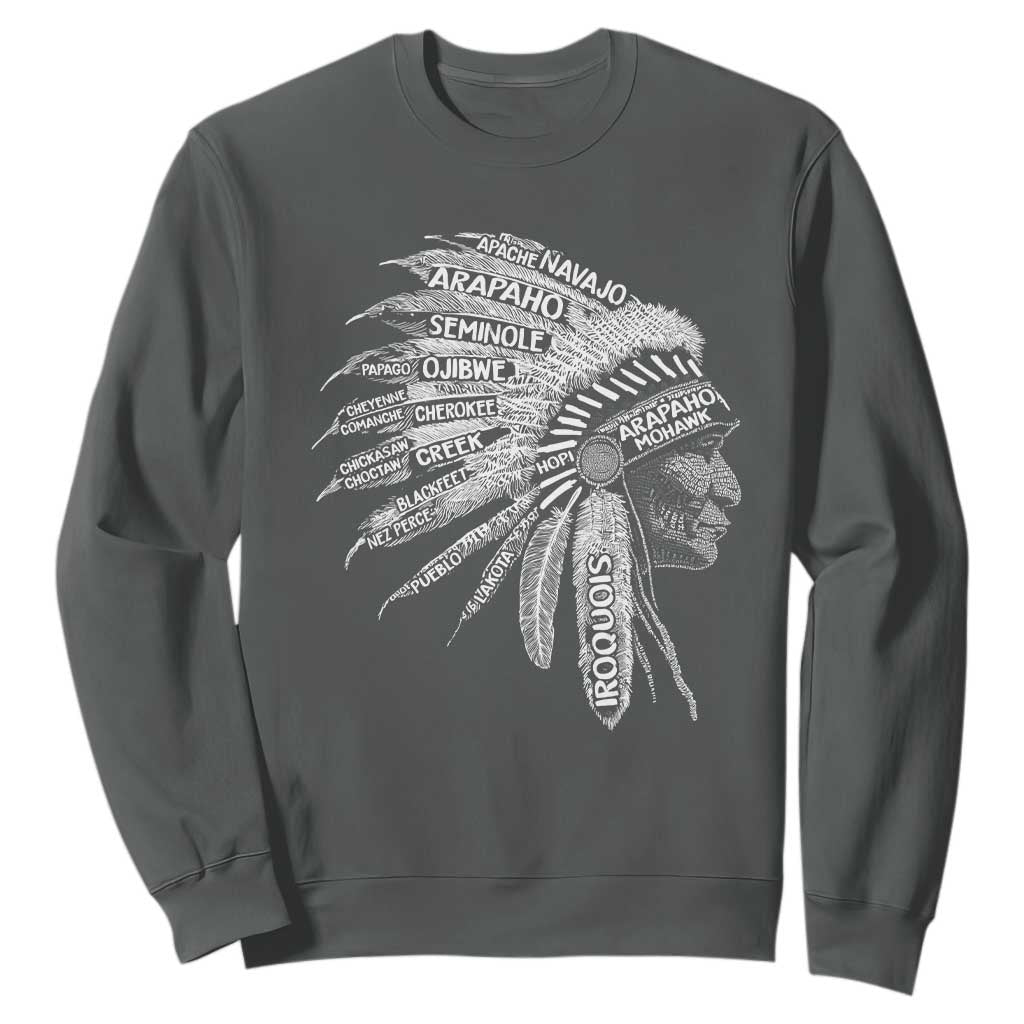 Native American Tribes Sweatshirt Vintage Indian American Chief TS11 Dark Heather Print Your Wear