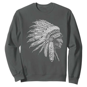 Native American Tribes Sweatshirt Vintage Indian American Chief TS11 Dark Heather Print Your Wear
