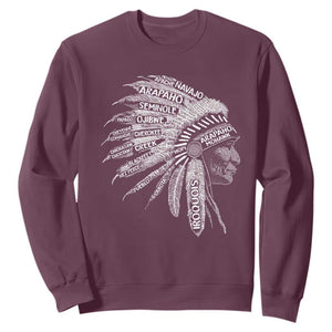 Native American Tribes Sweatshirt Vintage Indian American Chief TS11 Maroon Print Your Wear