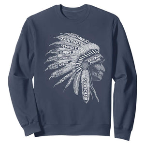 Native American Tribes Sweatshirt Vintage Indian American Chief TS11 Navy Print Your Wear