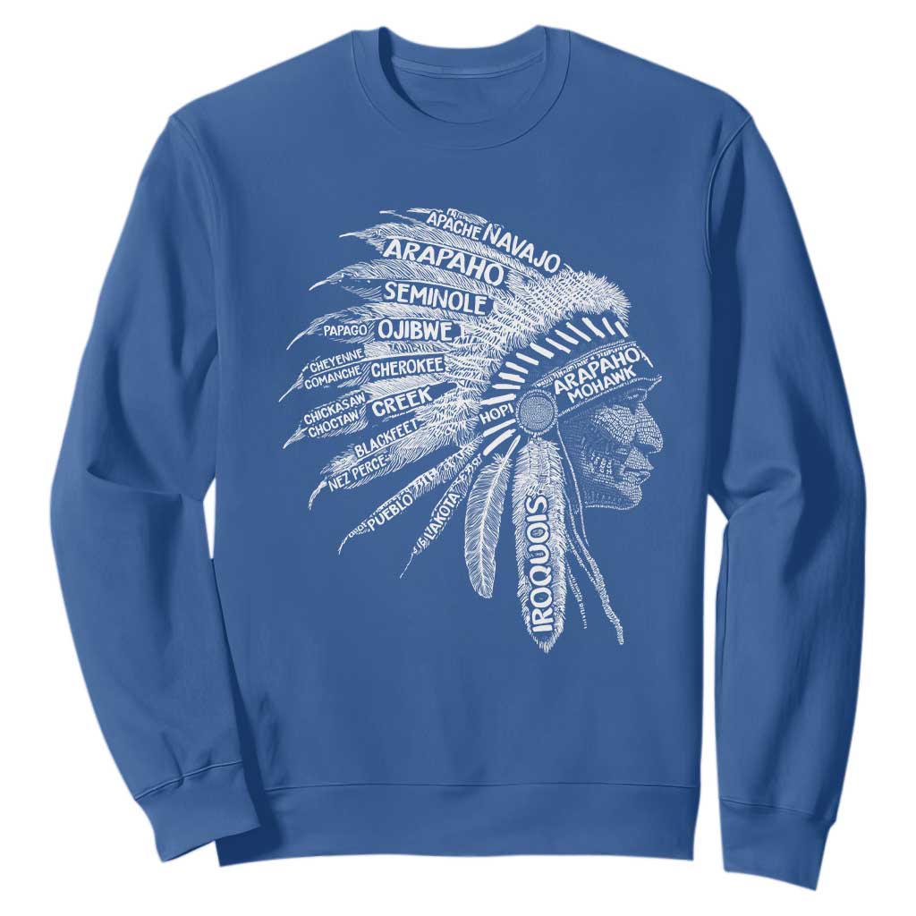 Native American Tribes Sweatshirt Vintage Indian American Chief TS11 Royal Blue Print Your Wear