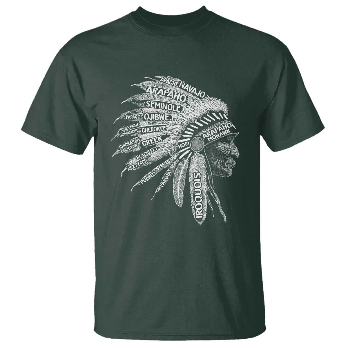 Native American Tribes T Shirt Vintage Indian American Chief TS11 Dark Forest Green Print Your Wear