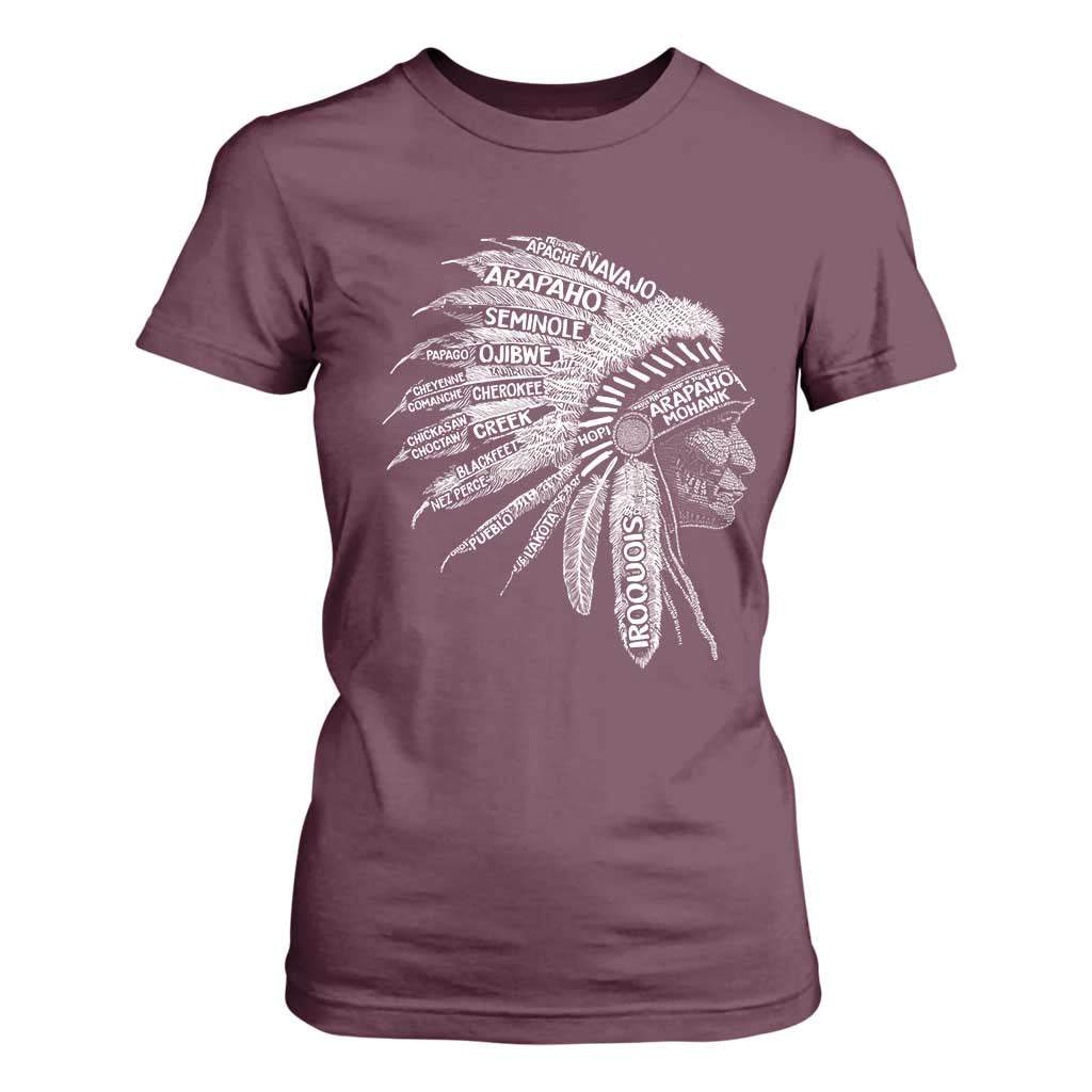 Native American Tribes T Shirt For Women Vintage Indian American Chief TS11 Maroon Print Your Wear
