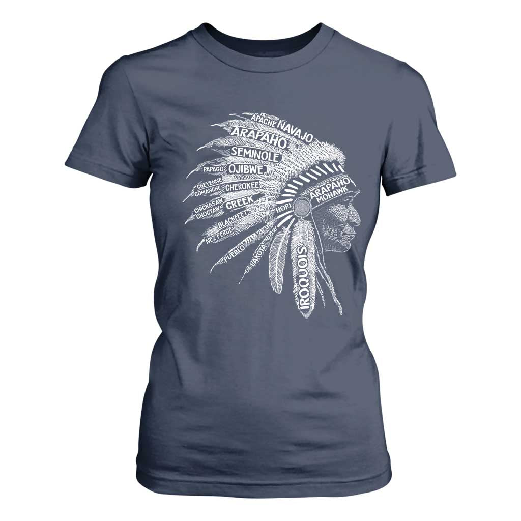 Native American Tribes T Shirt For Women Vintage Indian American Chief TS11 Navy Print Your Wear