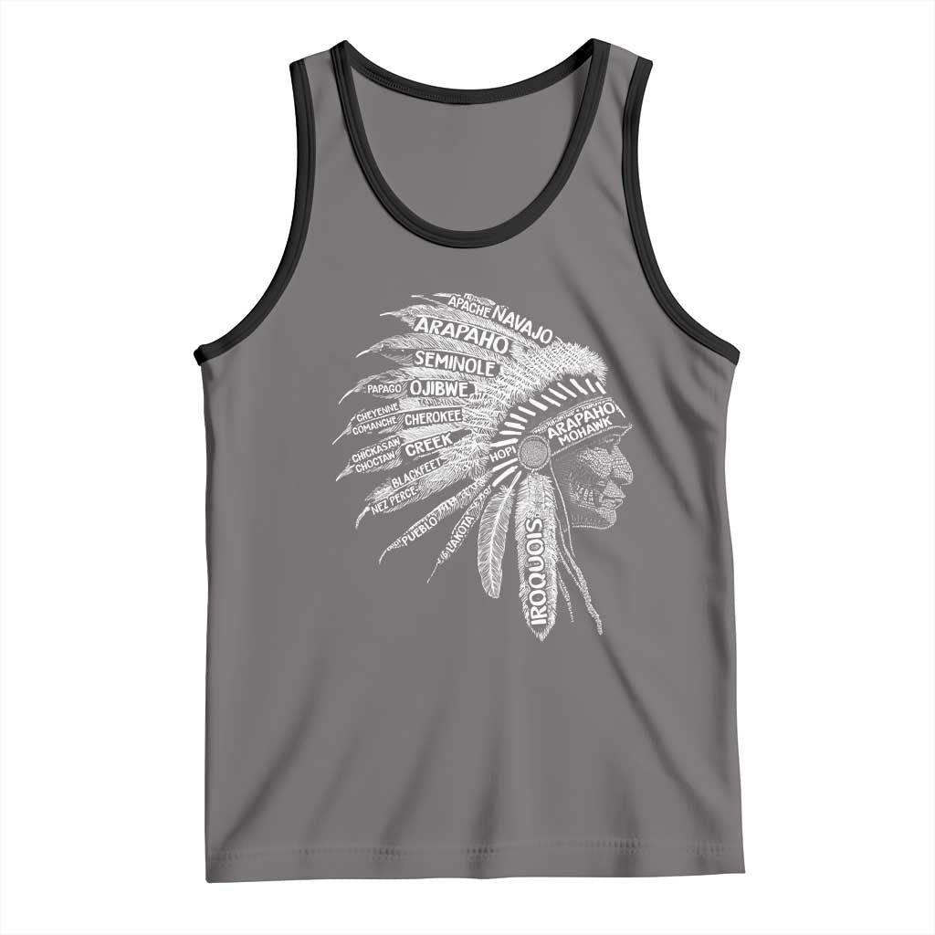 Native American Tribes Tank Top Vintage Indian American Chief TS11 Deep Heather Black Print Your Wear
