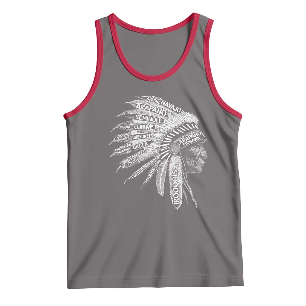 Native American Tribes Tank Top Vintage Indian American Chief TS11 Deep Heather Red Print Your Wear