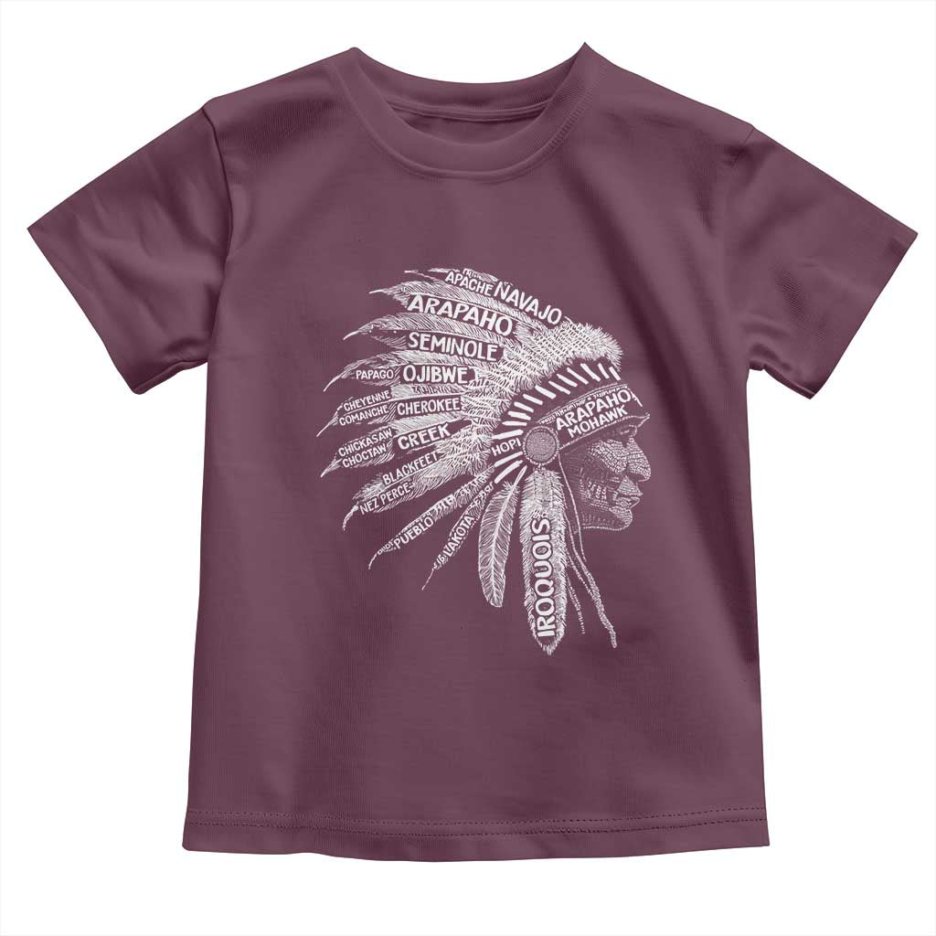 Native American Tribes Toddler T Shirt Vintage Indian American Chief TS11 Maroon Print Your Wear