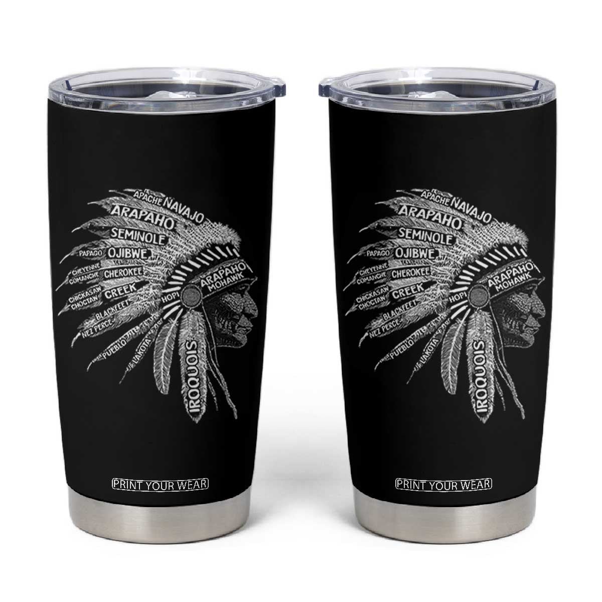 Native American Tribes Tumbler Cup Vintage Indian American Chief TS11 Black Print Your Wear