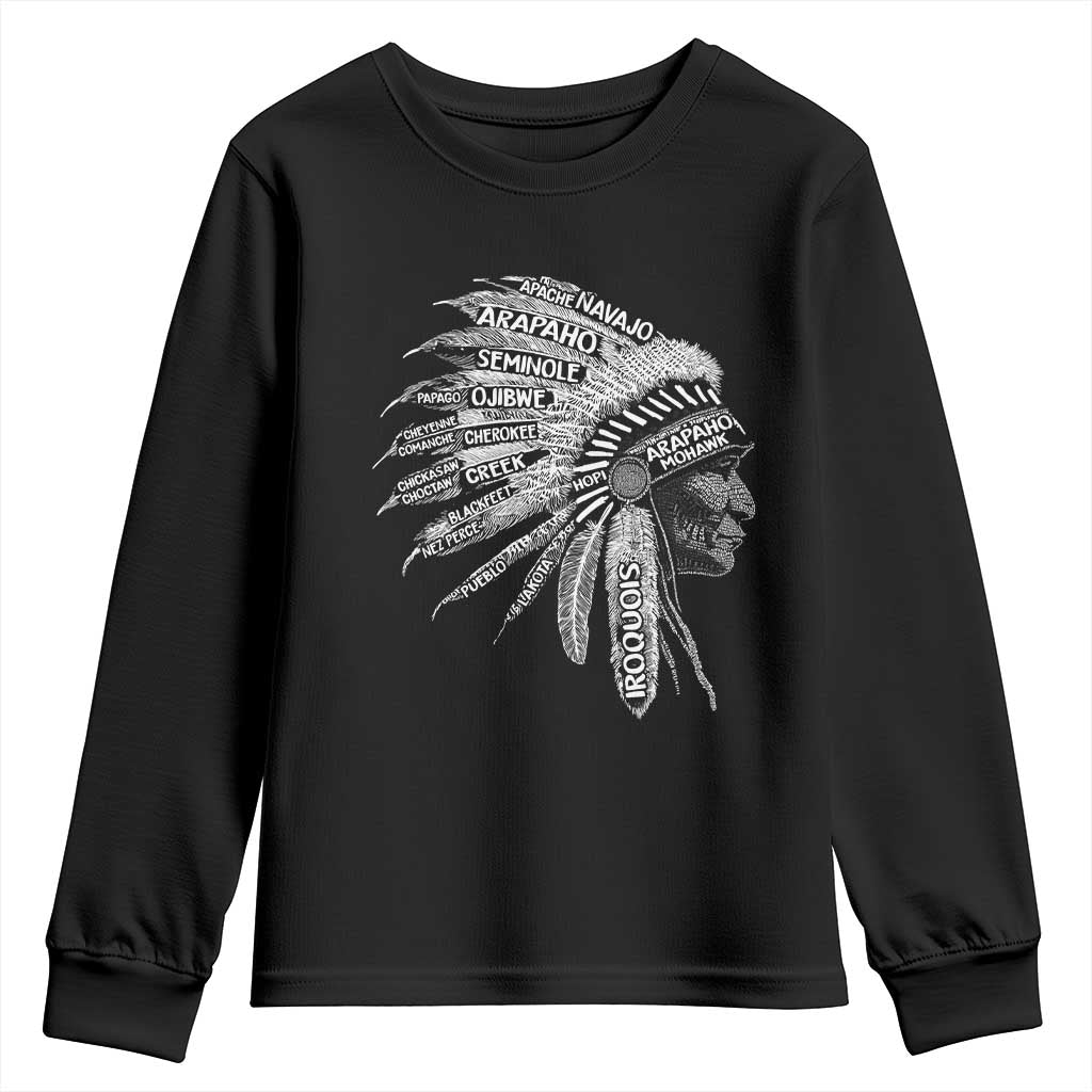 Native American Tribes Youth Sweatshirt Vintage Indian American Chief TS11 Black Print Your Wear