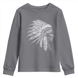 Native American Tribes Youth Sweatshirt Vintage Indian American Chief TS11 Charcoal Print Your Wear