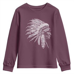 Native American Tribes Youth Sweatshirt Vintage Indian American Chief TS11 Maroon Print Your Wear