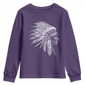 Native American Tribes Youth Sweatshirt Vintage Indian American Chief TS11 Purple Print Your Wear