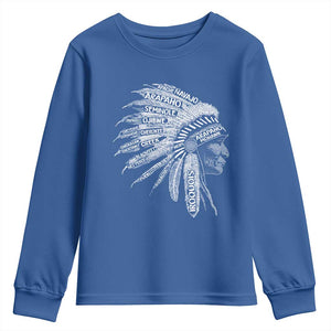 Native American Tribes Youth Sweatshirt Vintage Indian American Chief TS11 Royal Blue Print Your Wear