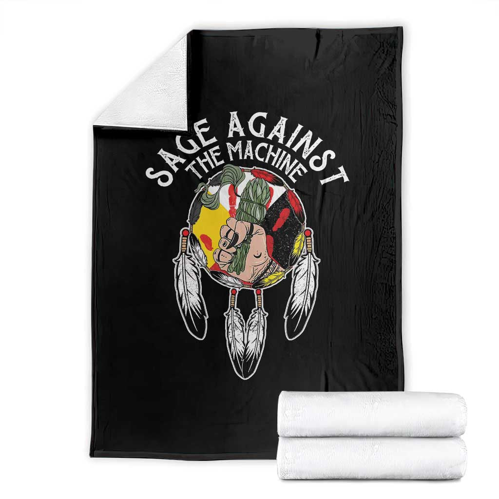 Funny Sage Against The Machine Throw Blanket Native American Sage Medicine Wheel TS11 Black Print Your Wear