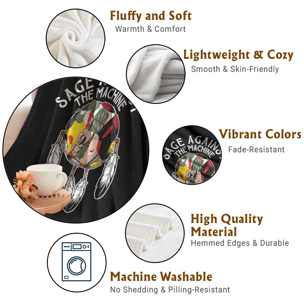 Funny Sage Against The Machine Throw Blanket Native American Sage Medicine Wheel TS11 Print Your Wear