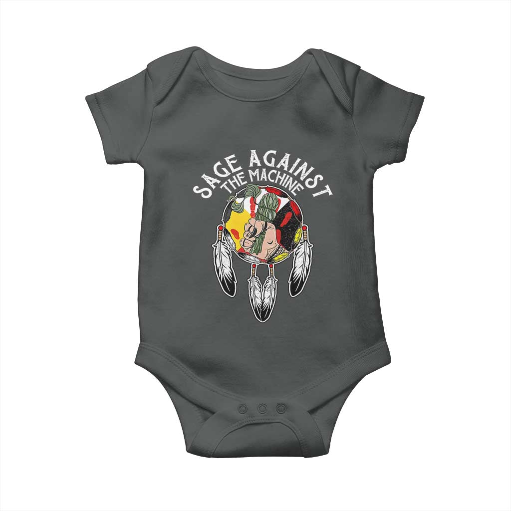 Funny Sage Against The Machine Baby Onesie Native American Sage Medicine Wheel TS11 Dark Heather Print Your Wear