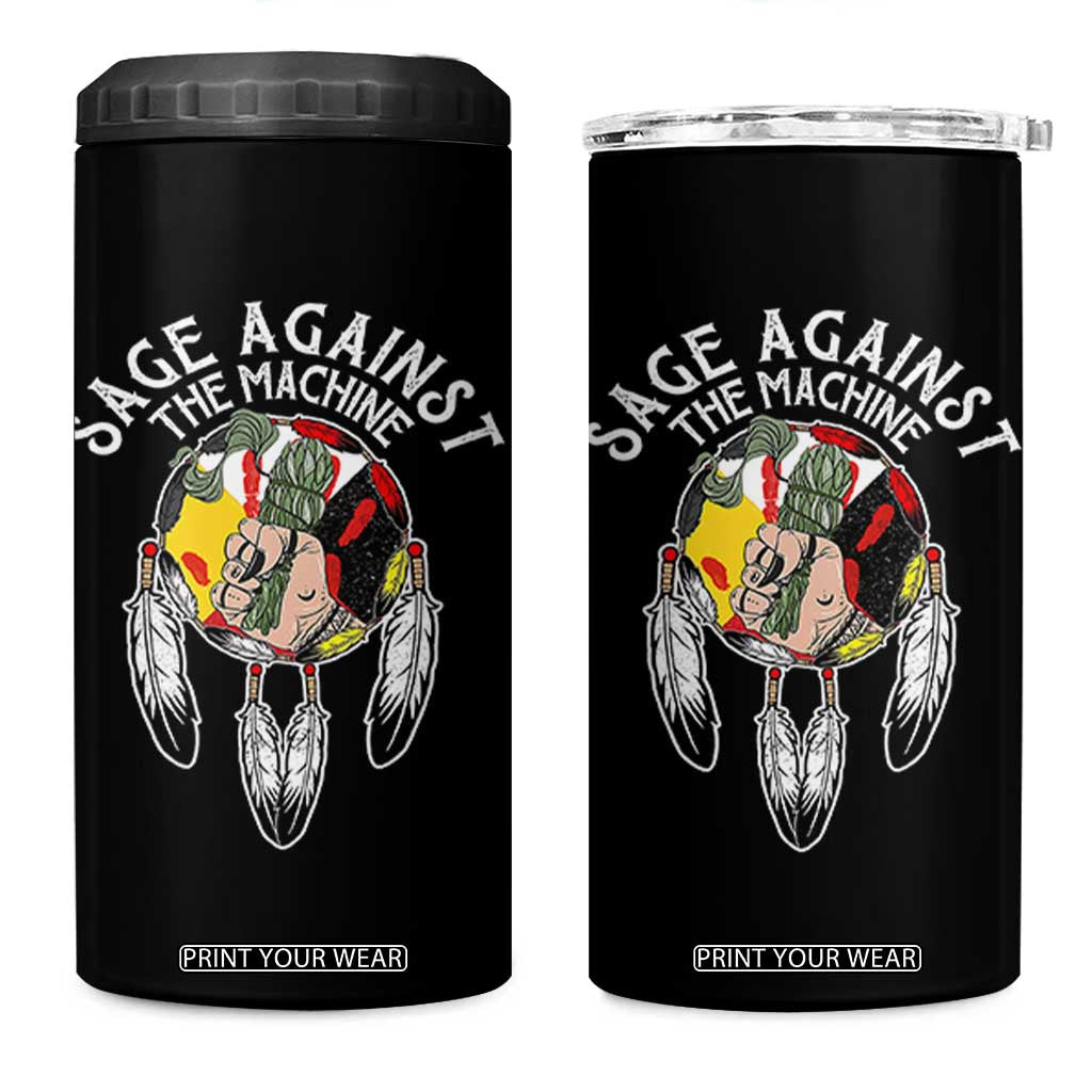 Funny Sage Against The Machine 4 in 1 Can Cooler Tumbler Native American Sage Medicine Wheel TS11 One Size: 16 oz Black Print Your Wear