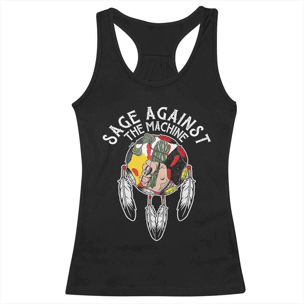 Funny Sage Against The Machine Racerback Tank Top Native American Sage Medicine Wheel TS11 Black Print Your Wear