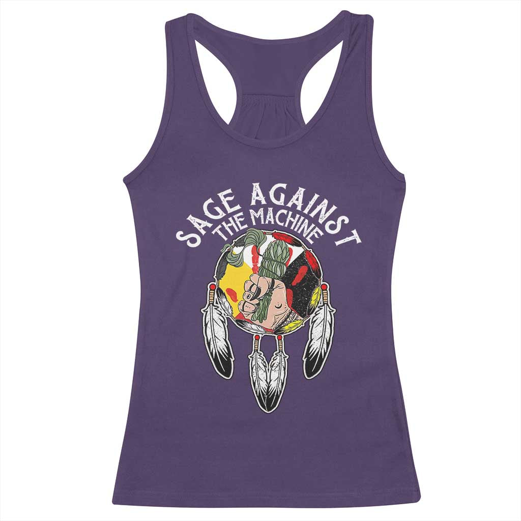 Funny Sage Against The Machine Racerback Tank Top Native American Sage Medicine Wheel TS11 Purple Print Your Wear