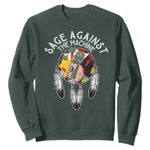 Funny Sage Against The Machine Sweatshirt Native American Sage Medicine Wheel TS11 Dark Forest Green Print Your Wear