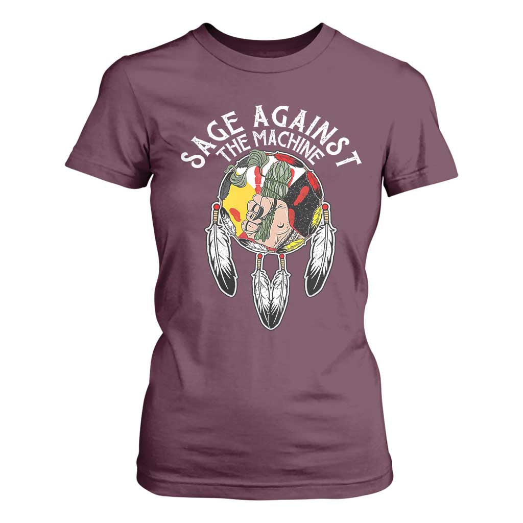 Funny Sage Against The Machine T Shirt For Women Native American Sage Medicine Wheel TS11 Maroon Print Your Wear