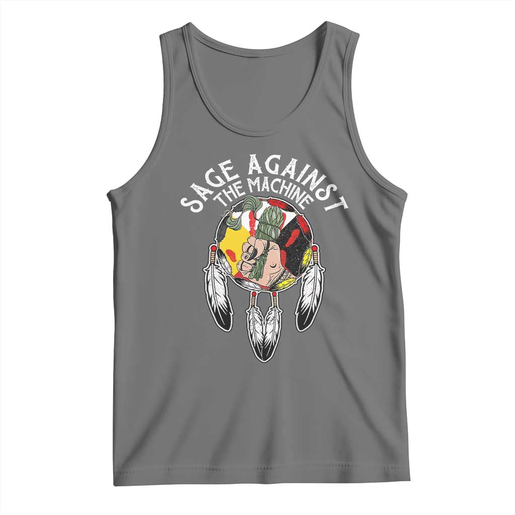 Funny Sage Against The Machine Tank Top Native American Sage Medicine Wheel TS11 Black Heather Print Your Wear