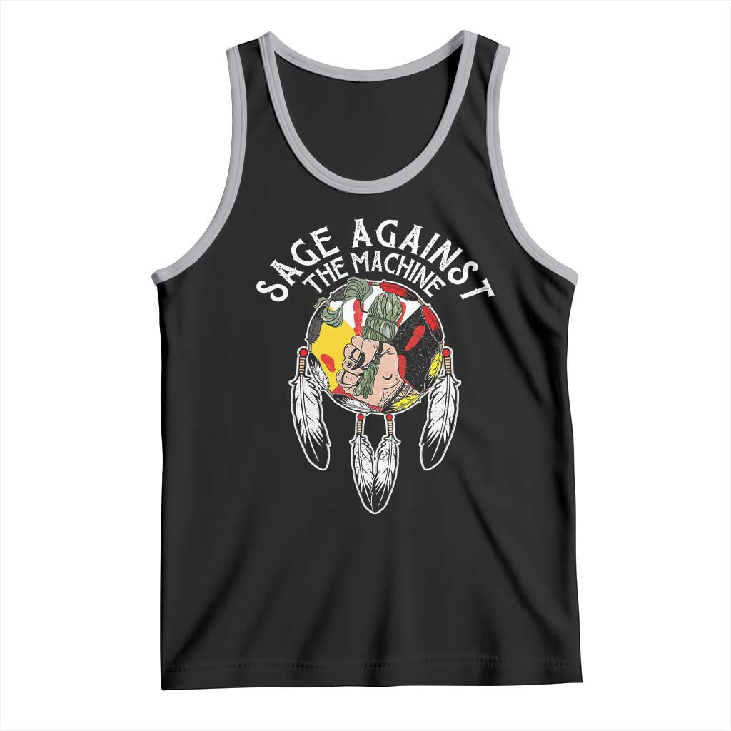 Funny Sage Against The Machine Tank Top Native American Sage Medicine Wheel TS11 Black Athletic Heather Print Your Wear