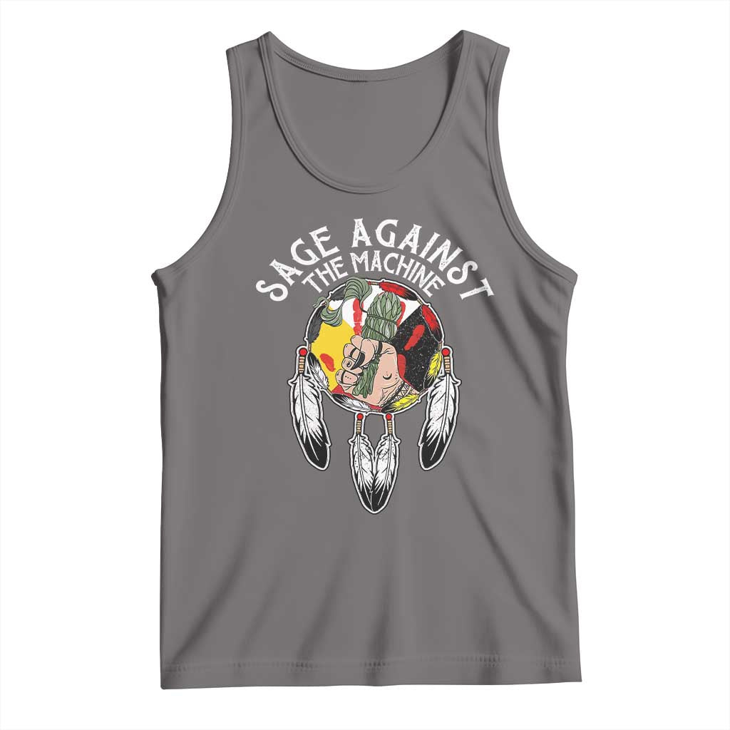 Funny Sage Against The Machine Tank Top Native American Sage Medicine Wheel TS11 Deep Heather Print Your Wear
