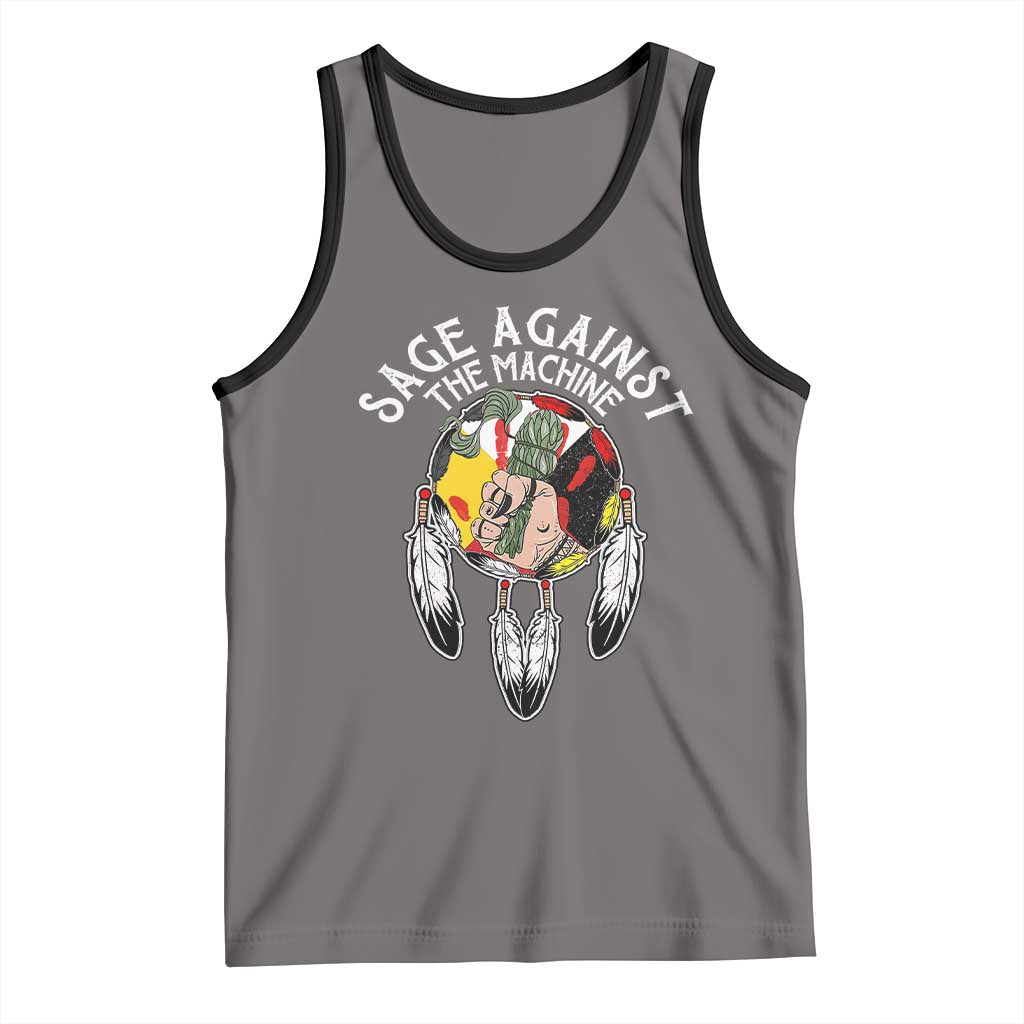 Funny Sage Against The Machine Tank Top Native American Sage Medicine Wheel TS11 Deep Heather Black Print Your Wear
