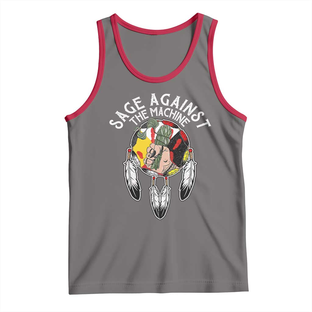 Funny Sage Against The Machine Tank Top Native American Sage Medicine Wheel TS11 Deep Heather Red Print Your Wear