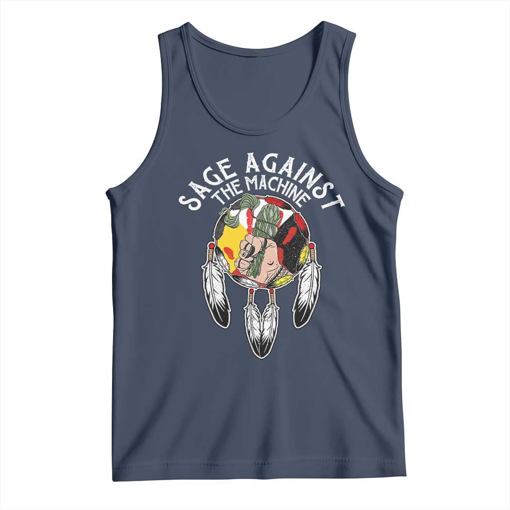 Funny Sage Against The Machine Tank Top Native American Sage Medicine Wheel TS11 Navy Print Your Wear