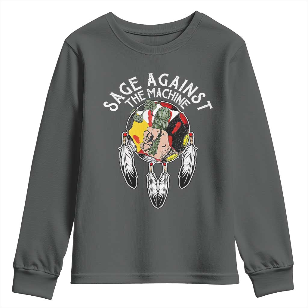 Funny Sage Against The Machine Youth Sweatshirt Native American Sage Medicine Wheel TS11 Dark Heather Print Your Wear