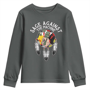 Funny Sage Against The Machine Youth Sweatshirt Native American Sage Medicine Wheel TS11 Dark Heather Print Your Wear