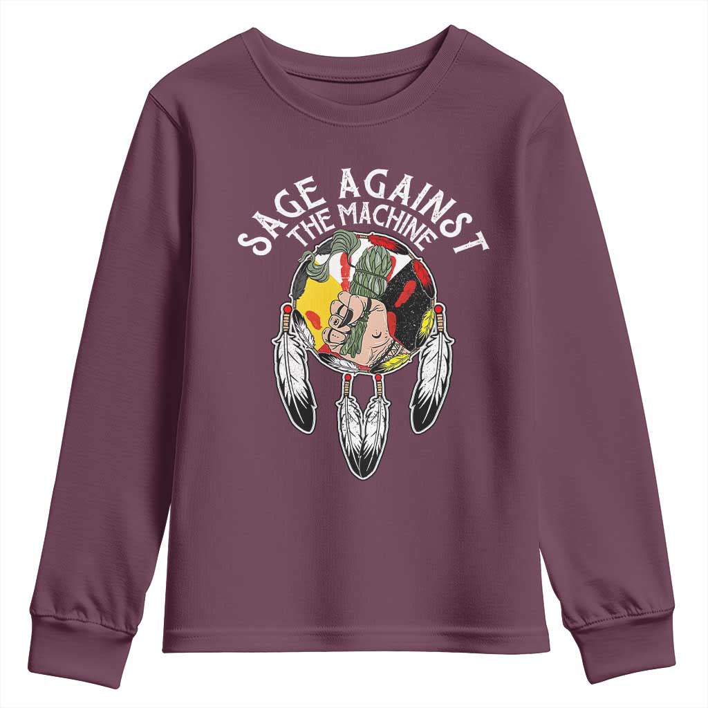 Funny Sage Against The Machine Youth Sweatshirt Native American Sage Medicine Wheel TS11 Maroon Print Your Wear