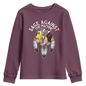Funny Sage Against The Machine Youth Sweatshirt Native American Sage Medicine Wheel TS11 Maroon Print Your Wear
