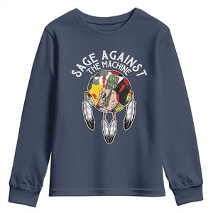 Funny Sage Against The Machine Youth Sweatshirt Native American Sage Medicine Wheel TS11 Navy Print Your Wear