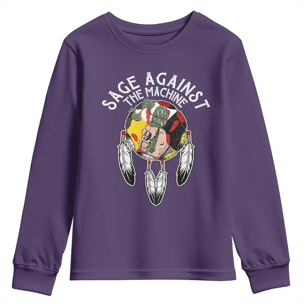 Funny Sage Against The Machine Youth Sweatshirt Native American Sage Medicine Wheel TS11 Purple Print Your Wear